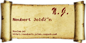 Neubert Jolán névjegykártya